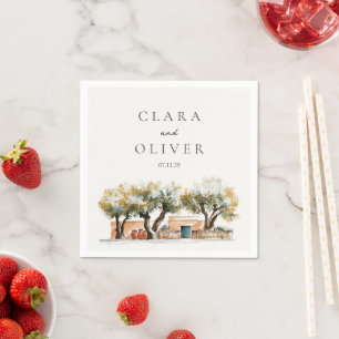 Terrakotta-Olivenhain nordafrikanische Hochzeitspa Serviette