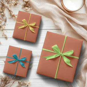 Terrakotta Orange Gewürz Einfarbig Klassisch Geschenkpapier Set