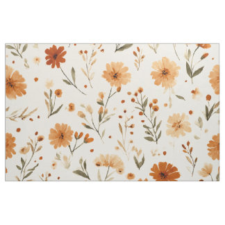 Terrakotta Orange Pfirsich Wildblume Boho Floral Stoff