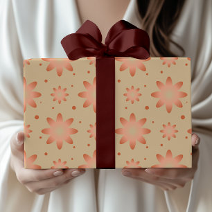 Terrakotta-orange und sand-beige zarte Gänseblümch Geschenkpapier