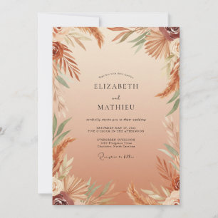 Terrakotta-Pampas-Blatt-Hochzeit Einladung