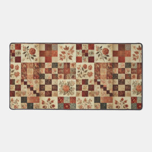 Terrakotta-Patchwork-Quilt-Rustikale Blumen-Schrei Schreibtischunterlage