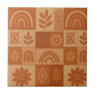 Terrakotta-Patchwork-Quilt Rustikales Landhaus Flo Fliese