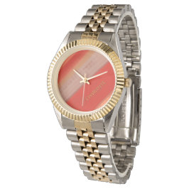 Terrakotta-Pfirsich-Streifen Benutzername Armbanduhr