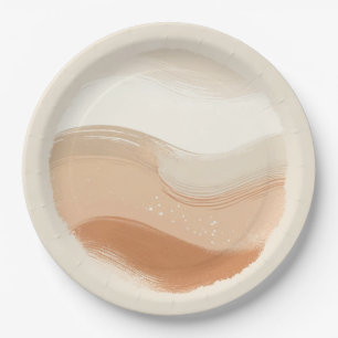 Terrakotta-Pfirsich- und Beige-Bohemien-Moderne-Ho Pappteller