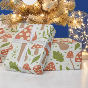 Terrakotta-Pilze mit grünen Blättern Geschenkpapier