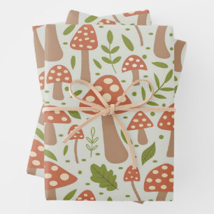 Terrakotta-Pilze mit grünen Blättern Geschenkpapier Set