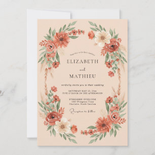 Terrakotta Prächtige Bohemian-Hochzeit Einladung