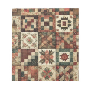 Terrakotta-Quilt und Patchwork Farbige Blumenmuste Notizblock