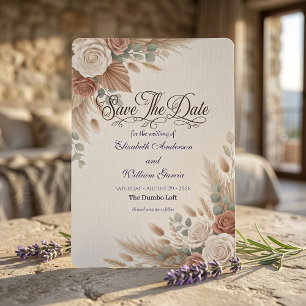 Terrakotta-Rosa Rustikal Romantisch Boho Save The Date
