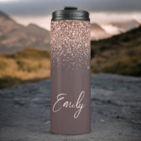 Terrakotta-Roségold-Rosa-Glitter-Monogramm