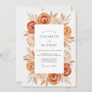 Terrakotta-Rosen-Hochzeit im botanischen Romantiks Einladung