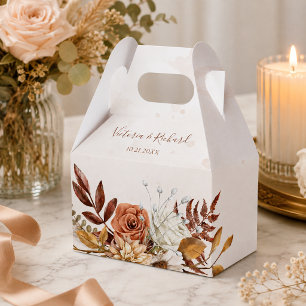 Terrakotta-Rost-Blumen Boho-Herbstlaub-Hochzeit Geschenkschachtel