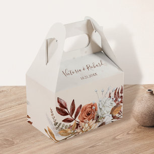 Terrakotta-Rost-Blumen Boho-Herbstlaub-Hochzeit Geschenkschachtel
