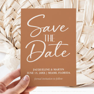 Terrakotta-Rost-Kupfer-Creme-Boho-Hochzeit Save The Date