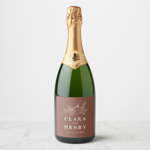 Terrakotta-Rost-Kürbis-Hochzeits-Champagner-Etiket
