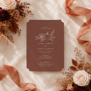 Terrakotta-Rost-Kürbis-Sonnenblumen-Hochzeit Einladung