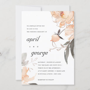 TERRAKOTTA ROST WATERCOLOR BLUMEN HOCHZEITSEINLADU DANKESKARTE