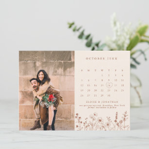 Terrakotta-Rustikale-Blumen-Herbst-Wildblumen-Foto Save The Date