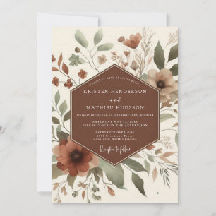 Terrakotta-Rustikale-Blüten-Hochzeit Einladung