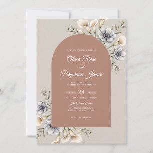 Terrakotta-Schiefer-Anemone-Hochzeit Einladung