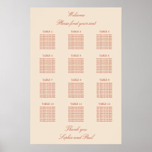 Terrakotta Schrift 12 Tisch Hochzeit Sitzordnung P Poster