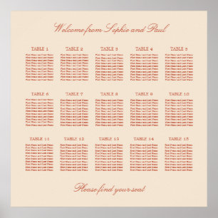 Terrakotta Schrift 15 Tisch Hochzeit Sitzordnung P Poster