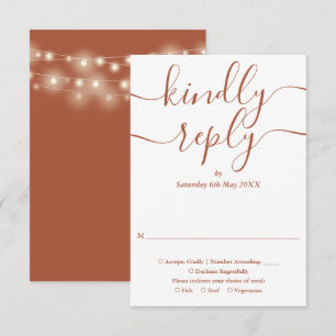 Terrakotta-Schrift-Lichterkette Hochzeit RSVP Karte