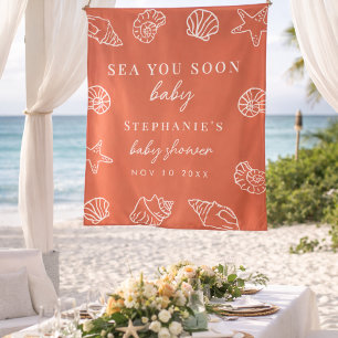 Terrakotta Sea You Soon Beach Baby Shower Hintergr Wandteppich
