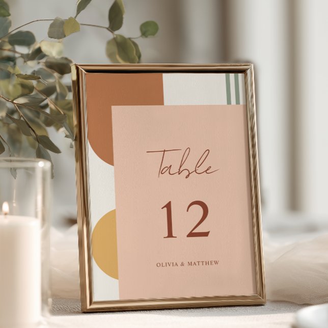 Terrakotta-Senfgelb Bögen Boho-Hochzeit Tischnummer (Von Creator hochgeladen)