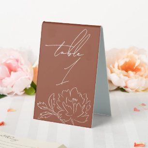Terrakotta-Skizzen-Blumen-Tisch-Nummer Hochzeit Tischaufsteller