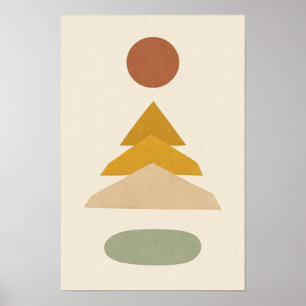 Terrakotta-Sonne und Safran-Chevron-Abstrakt Poster