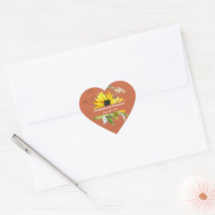 Terrakotta-Sonnenblumen-Hochzeit Herz-Aufkleber