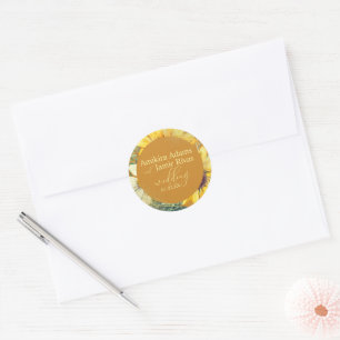 Terrakotta-Sonnenblumen-Wildblumen-Hochzeit Runder Aufkleber