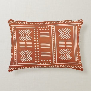 Terrakotta-Stammes-Mudcloth-Muster Dekokissen