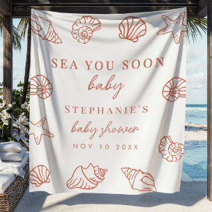 Terrakotta-Strand-Meer-Sehen-Wir-Dich-Bald-Baby-Pa Wandteppich