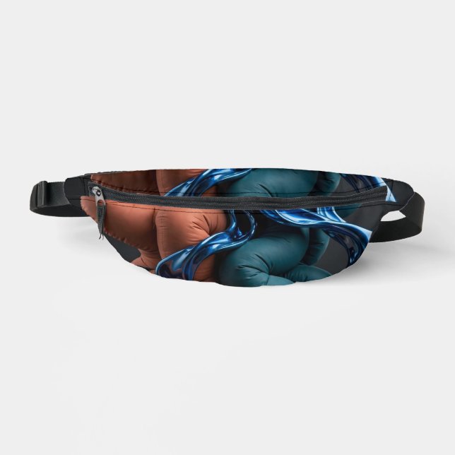 Terrakotta-Teal-Fluss - Farbige vertikale 3D  Bauchtasche (Vorderseite)