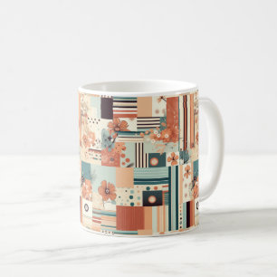 Terrakotta-Teal-Geometrisch-Mitte-des-Jahrhunderts Kaffeetasse