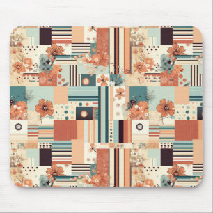 Terrakotta-Teal-Geometrisch-Mitte-des-Jahrhunderts Mousepad