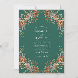 Terrakotta-Teal-Rosen-Hochzeit Einladung