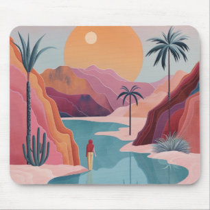 Terrakotta Türkis Himmels-Oase Landschaft Mousepad