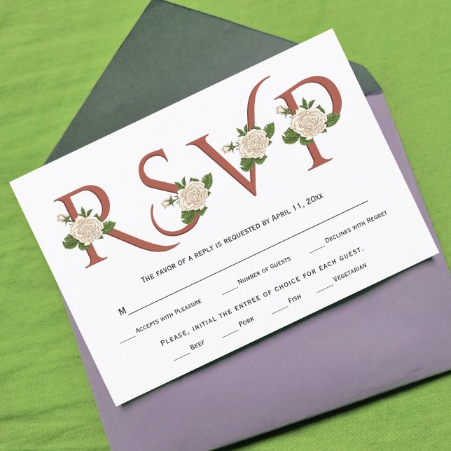 Terrakotta-Typografie und Hochzeit im Herbst der R RSVP Karte (Von Creator hochgeladen)