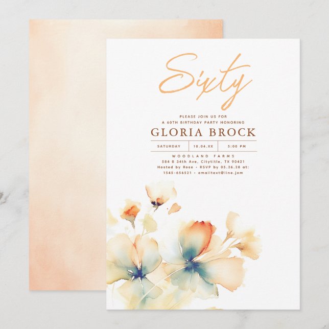 Terrakotta und Aquamariner Blauer Fall Geburt Einladung (Vorne/Hinten)