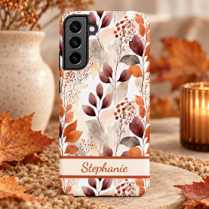 Terrakotta- und Burgunderrot Herbstlaub Boho-Her Samsung Galaxy Hülle