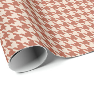 Terrakotta- und Creme-Houndstooth-Muster Warm Geschenkpapier