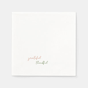 Terrakotta- und grüne Schrift Grateful Thankful Serviette