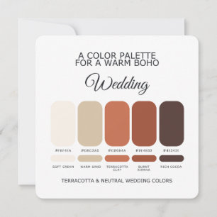 Terrakotta- und neutrale Hochzeitsfarbpalette Kart Einladung