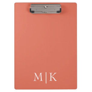 Terrakotta und Weiß Modernes Monogramm Klemmbrett