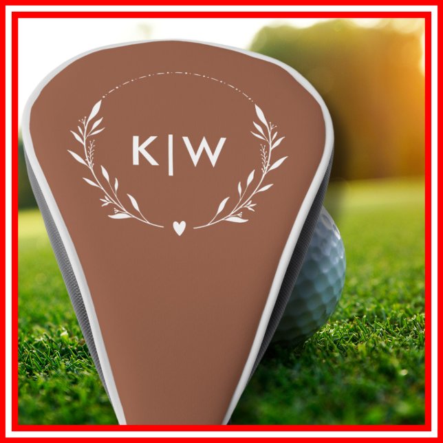 Terrakotta und Weiß | Monogram für moderne Initial Golf Headcover (Terracotta and White | Modern Initials Monogram Golf Head Cover)