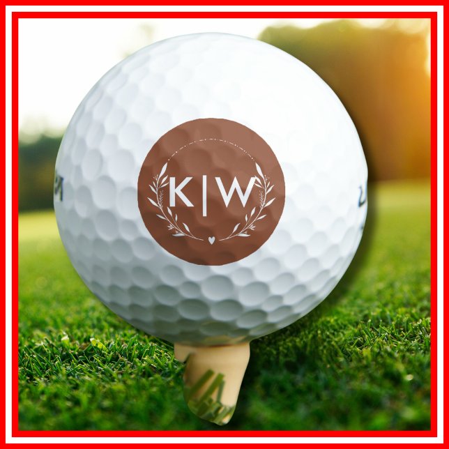 Terrakotta und Weiß | Monogram für moderne Initial Golfball (Terracotta and White | Modern Initials Monogram Golf Balls)